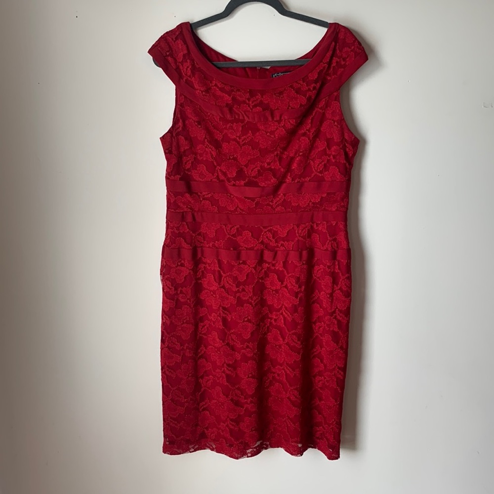 Dressbarn Collection Red Lace Dress Size 14